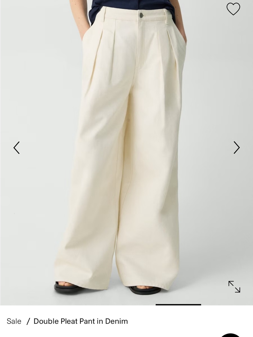 Theory Cream Double-Pleat Wide-Leg Denim
